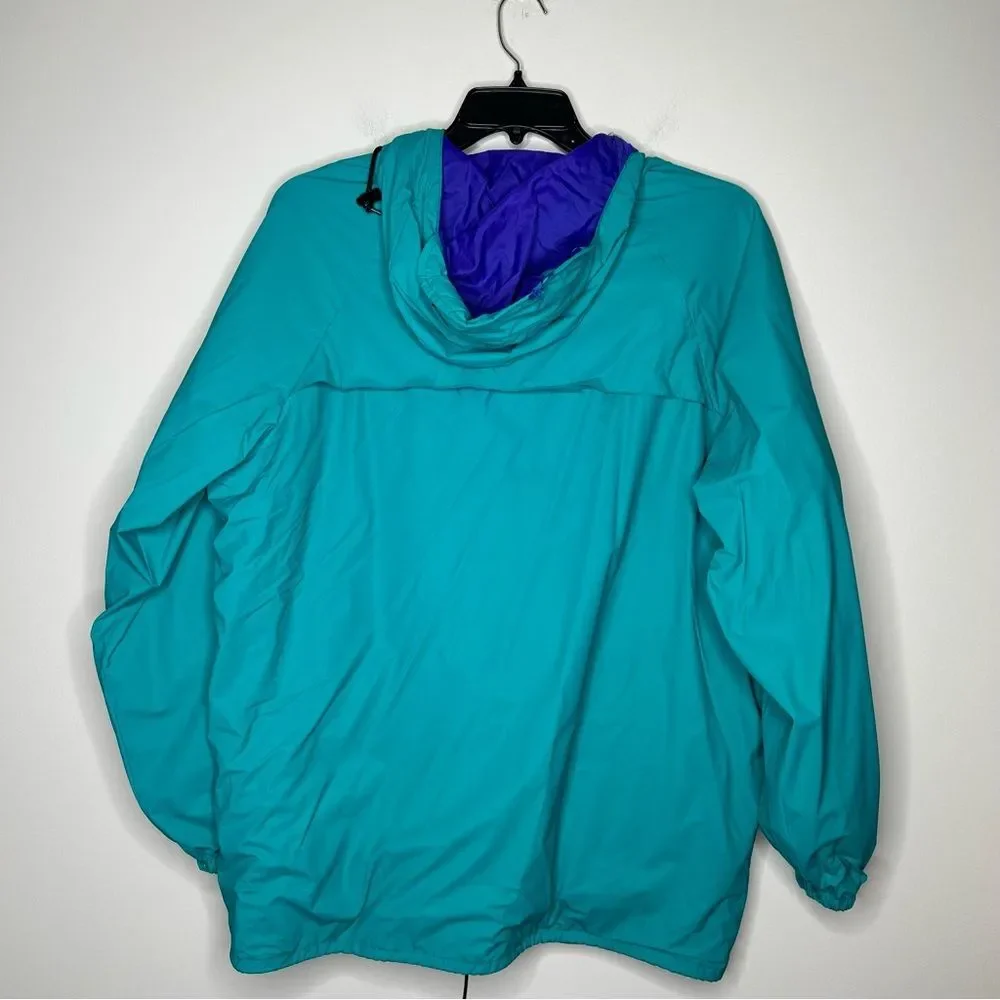 Vintage 90s 1990s Columbia Teal and blue waterproof PVC Jacket large - Picture 7 of 8